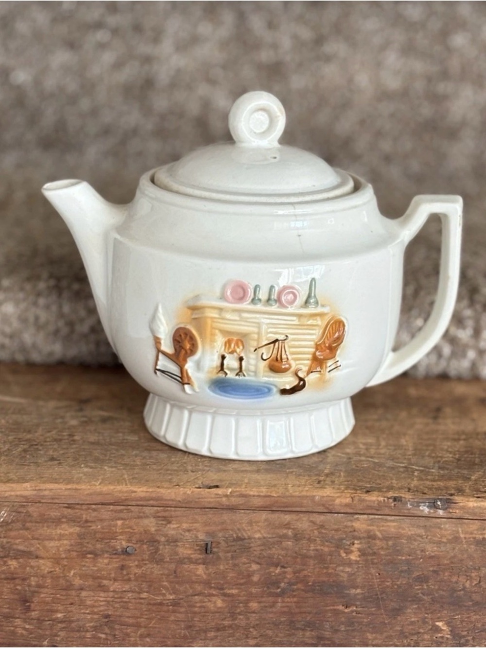 Celine White and Tan Porcelain Base Marked 'Porceline'
